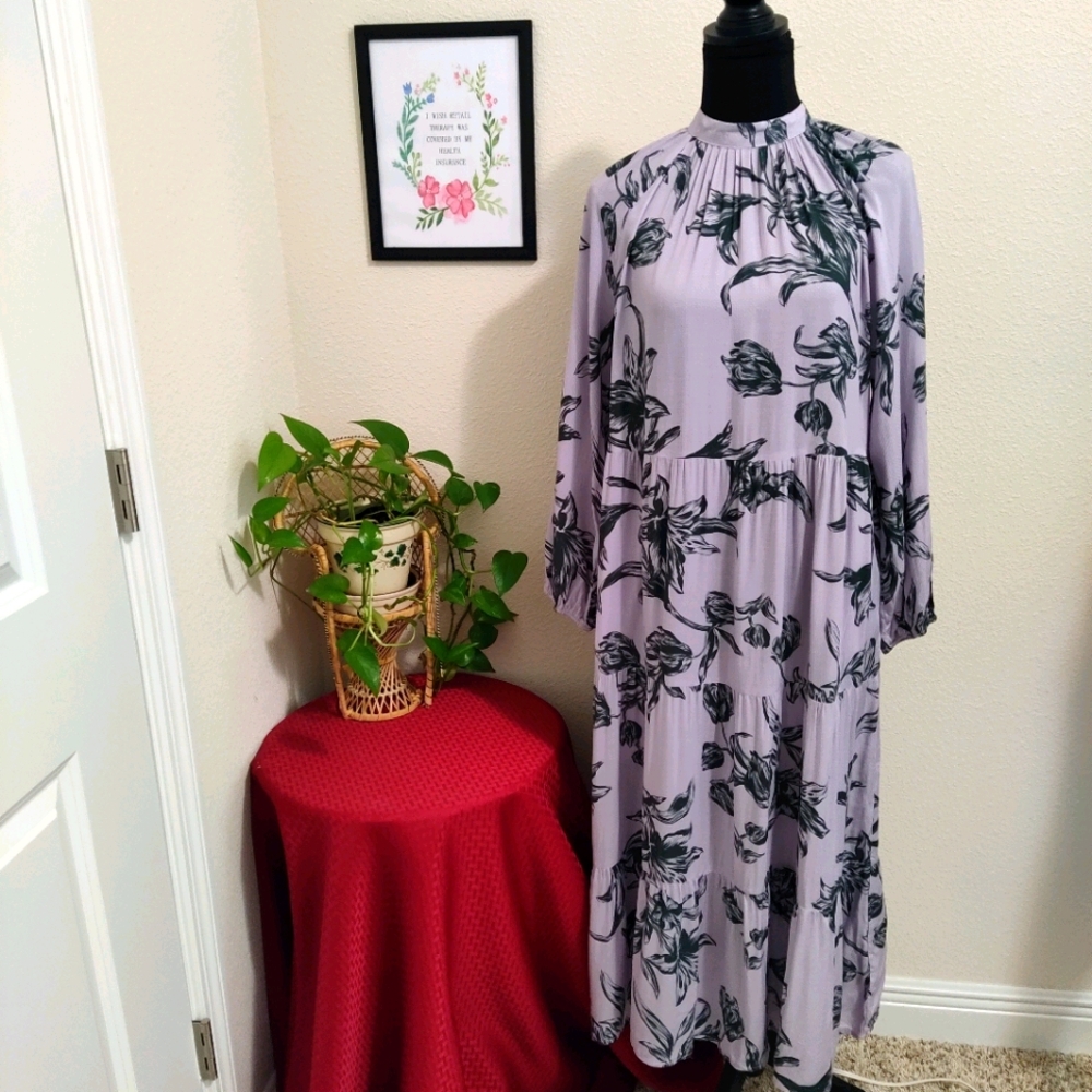 A New Day Floral Long Sleeve Dress Size Small